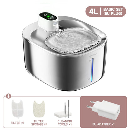 Fonte para Gatos Grande 4L Inox Sem Fio – Bebedouro Automático com Sensor e Bateria Recarregável