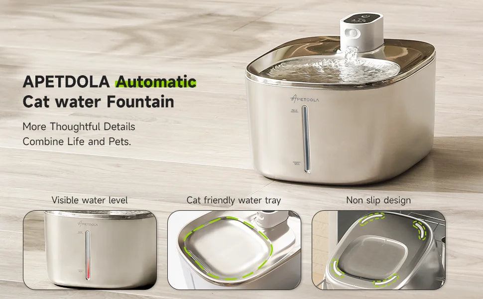Fonte para Gatos Grande 4L Inox Sem Fio – Bebedouro Automático com Sensor e Bateria Recarregável