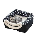 Cama Toca Iglu 2 em 1 Cubo para Gatos e Cães Pequenos – Pelúcia Premium Cinza Geométrico