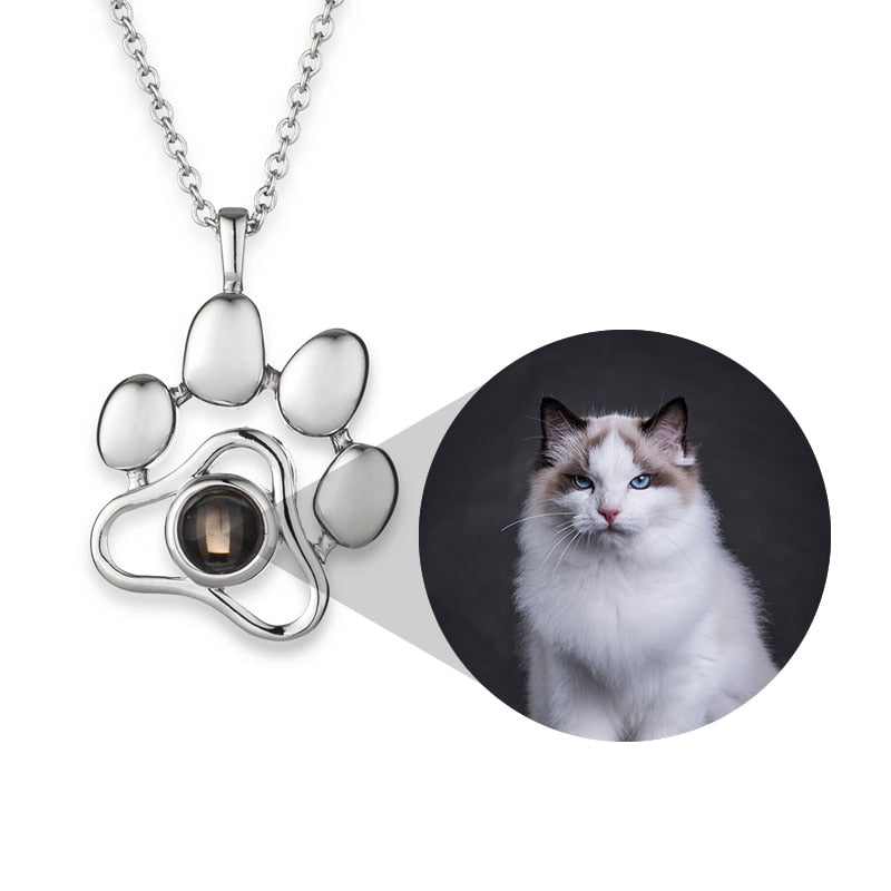 Personalizado Pet Photo Projeção Colar Cão Gato Pata Pingente Memória Joias Presente Dropshipping Personalizado Dia das Mães Presentes 2023