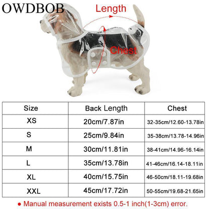 StarDoggie - Capa de Chuva Transparente Impermeável Pet
